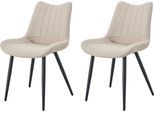 Esszimmerstuhl HOME AFFAIRE "DAWSON, 2er Set, mit Metallgestell in matt schwarz", schwarz matt, pulverbeschichtet, creme, B:53cm H:86cm T:59cm, Metall, Polyester, Stühle, Esszimmerstuhl, in verschiedenen Farben, Belsatbarkeit pro Stuhl 120 kg