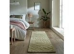 Wollteppich FLAIR RUGS "Mesmerise, abstrakt", grün (salbei), B:60cm H:14mm L:230cm, Wolle, Teppiche, Wollteppich mit Hoch-Tief Effekt