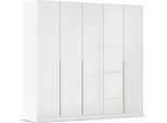 Drehtürenschrank OTTO HOME "Kleiderschrank Kleiderschränke Schrank Garderobe AGORDO mit Glasfront", weiß (alpinweiß, glas kristallweiß), B:226cm H:210cm T:54cm, Holzwerkstoff, Schränke, Drehtürenschrank, durchdachte Innenausstattung, in 8 Breiten und 2 Höhen MADE IN GERMANY
