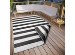 Teppich OTTO HOME "Alan Wendeteppich", schwarz-weiß (schwarz, weiß), B:240cm H:5mm L:340cm, Kunstfaser, Teppiche, Teppich, beidseitig nutzbar, Streifen, Scandi, wetterfest, für In- und Outdoor