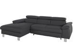 Ecksofa COTTA "Komaris L-Form, B: 244 cm", schwarz, B:244cm H:72cm T:166cm, Microfaser PRIMABELLE (100% Polyester);Kunstleder SOFTLUX(100%Polyurethan);Feinstruktur (100% Polyester);Kunstleder SOFTLUX/Struktur (100%Polyurethan, 90%Polyester, 10% Polyacryl), Sofas, Ecksofa, mit Kopfteilverstellung, optional Bettfunktion, Bettkasten & Licht