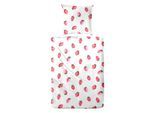Bettwäsche PRIMERA "Soft-Seersucker-Bettwäsche Strawberry", pink, B/L: 135cm x 200cm, 1 Stk., 1 Stk., Soft-Seersucker, B/L: 80cm x 80cm, 2, Soft-Seersucker, Obermaterial: 100% Baumwolle, Bettwäsche, Bettwäsche