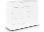 Schubkastenkommode RAUCH "Kommode Türkommode Sideboard Kombikommode FLIPP", alpinweiß, B:120cm H:100cm T:42cm, Holzwerkstoff, Sideboards, Schubkastenkommode, 1-türig mit 5 Schubladen und Soft-Close-Funktion
