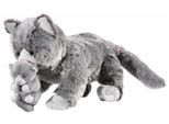 Kuscheltier HEUNEC "Natureline Softissimo Katze mit Baby", grau, Plüschfiguren, KinderH:32cm L:32cm, Plüsch, Kuscheltier, H:32cm L:32cm