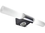 B.K.LICHT Spiegelleuchte "Mithra", weiß, 2, H: 6cm, Leuchten, LED, Wandlampe, Badezimmer, Metall, Glas, E14, mit Steckdose, Spiegelleuchte