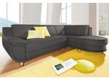 Ecksofa TRENDMANUFAKTUR "Rondo, zeitlos und elegant, bequem, L-Form", grau (anthrazit), B:265cm H:85cm T:190cm, Softlux-Kunstleder;Primabelle-Microfaser;NaturLeder (handschuhweiches Rindsleder in Sitz und Rücken mit SOFTLUX-Kunstleder als Korpus-Bezug);Struktur (23% Polyacryl, 77% Polyester), Sofas, Ecksofa, wahlweise mit Federkern, wahlweise mit Bettfunktion