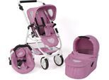 Kombi-Puppenwagen CHIC2000 "Emotion All In 3in1, Jeans Pink", rosa (jeans pink), Puppenwagen, KinderB:67cm H:77cm T:67cm, Kunststoff, Metall, Stoff, Kombi-Puppenwagen, inkl. Babywanne, Babyschale und Sportwagenaufsatz, B:67cm H:77cm T:67cm