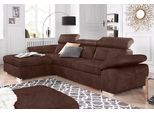 Ecksofa EXXPO - SOFA FASHION "Spring, super bequem, mit Armteil- und Kopfteilfunktion", braun (chocolate), B:284cm H:81cm T:181cm, Luxus-Microfaser (100% Polyester);Struktur (100% Polyester);NaturLEDER (echtes Rindsleder) in Sitz und Rücken. Korpus in passendem Kunstleder SOFTLUX bezogen, Sofas, Ecksofa, L-Form, wahlweise mit Bettfunktion und Bettkasten