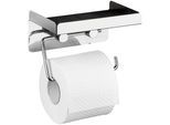 Toilettenpapierhalter WENKO, silber (edelstahlfarben, silberfarben), B:16cm H:12,5cm L:11,5cm, Edelstahl, Toilettenpapierhalter, Toilettenpapierhalter, 2in1 Kombination