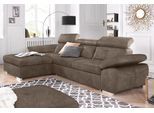 Ecksofa EXXPO - SOFA FASHION "Spring, super bequem, mit Armteil- und Kopfteilfunktion", grau (delphin), B:284cm H:81cm T:181cm, Luxus-Microfaser (100% Polyester);Struktur (100% Polyester);NaturLEDER (echtes Rindsleder) in Sitz und Rücken. Korpus in passendem Kunstleder SOFTLUX bezogen, Sofas, Ecksofa, L-Form, wahlweise mit Bettfunktion und Bettkasten