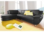 Ecksofa TRENDMANUFAKTUR "Rondo, zeitlos und elegant, bequem, L-Form", schwarz, B:265cm H:85cm T:190cm, Softlux-Kunstleder;Primabelle-Microfaser;NaturLeder (handschuhweiches Rindsleder in Sitz und Rücken mit SOFTLUX-Kunstleder als Korpus-Bezug);Struktur (23% Polyacryl, 77% Polyester), Sofas, Ecksofa, wahlweise mit Federkern, wahlweise mit Bettfunktion