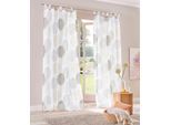 Gardine OTTO HOME "Belem" Gr. 2, grau (stein), B:140cm H:175cm, Voile, Polyester, Gardinen, Gardine, 1 oder 2 Schals, Vorhang, Fertiggardine, Kreise