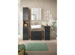 Badezimmer ICE 4-tlg. Schwarz/Eiche dunkel m. LED