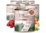 REAVET Hundenassfutter - Rind mit Kartoffeln an Erbsen-Möhren-Püree & Apfel 6x800 g