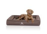 Knuffelwuff Orthopädisches Hundebett aus Velours mit Handwebcharakter Yukon braun/ grau XXL