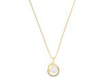 Kette mit Anhänger JOOP "2038031", weiß (gelbgoldfarben, apricot, kristallweiß), Halsketten, Damen, Perlen Silber 925 (Sterlingsilber), L: 45 B: 1mm, Perlen, Silber 925 (Sterlingsilber), mit Zirkonia (synth.) - mit Süßwasserzuchtperle, B:1mm