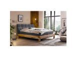 Livetastic , Anthrazit , Textil , Buche , massiv , H3 + H4 , 7-Zonen , 160x200 cm , FSC , gepolstertes Kopfteil, Topper durchgehend , Schlafzimmer, Betten, Boxspringbetten