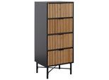 Kommode Madrid Schwarz/Naturfarben massiv