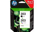 HP Tintenpatrone "HP original Druckerpatrone 303 combo B/Y/M/C", bunt (schwarz, cyan, magenta, gelb), Tintenpatronen, 3 Probemonate gratis* drucken, Tintenpatrone