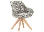 Livetastic Armlehnstuhl, Beige, Textil, Eiche, massiv, Animalprint, eckig, 60x83x65 cm, Sitzfläche 360° drehbar, Esszimmer, Stühle, Esszimmerstühle, Armlehnenstühle