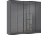Drehtürenschrank OTTO HOME "Kleiderschrank Kleiderschränke Schrank Garderobe AGORDO mit Glasfront", grau (graumetallic, glas basalt), B:226cm H:229cm T:54cm, Holzwerkstoff, Schränke, Drehtürenschrank, durchdachte Innenausstattung, in 8 Breiten und 2 Höhen MADE IN GERMANY