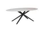 Livetastic Esstisch, Weiß, Metall, Keramik, oval, X-Form, 110x76x210 cm, Esszimmer, Tische, Esstische, Esstische oval