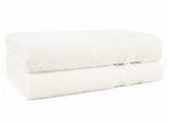 Duschtuch HAMMETEX "2er Set Badetücher 70x140 cm, 100% Baumwolle, Weich & Saugstark", beige (creme), B:70cm L:140cm, Frottier, Baumwolle, Handtücher, Duschtuch, mit Bordüre, einfarbig, weich