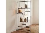 Raumteiler mit Regal MCW-P10, Wohnregal Ablageregal, Industrial Metall Melamin MVG 203x100x20cm ~ braun
