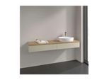 Villeroy und Boch Antao Waschtisch-Unterschrank L16011HJ mit Beleuchtung, 2 Auszüge, 1600 x 190 x 500 mm, Front ohne Struktur, Silk Grey Matt Lacquer / Honey Oak