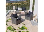 Ambia Garden Loungegarnitur, Grau, Metall, Kunststoff, Textil, Füllung: Schaumstoff, eckig, Loungemöbel, Gartenlounge-Sets