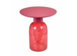 Mid.you Beistelltisch, Pink, Holz, Glas, Mangoholz, Hartholz, rund, rund, 50x55x50 cm, Wohnzimmer, Wohnzimmertische, Beistelltische, Glas-Beistelltische