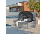 Ambia Garden Sonneninsel, Grau, Metall, Kunststoff, Füllung: Komfortschaum, 230x145x140 cm, wetterfest, verstellbares Dach, Loungemöbel, Sonneninseln