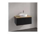 Villeroy und Boch Antao Waschtisch-Unterschrank K19151PD 80x36x50cm, Hahnloch, Waschbeckenplattenfarbe honey oak, black matt lacquer