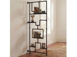 Raumteiler mit Regal MCW-P10, Wohnregal Ablageregal, Industrial Metall Melamin MVG 203x80x20cm ~ schwarz