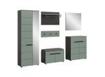 Livetastic , Grau, Graugrün , Holzwerkstoff , 1 Schublade(n) Schubladen , 255x190x37 cm , FSC MIX , stehend , Garderobe, Garderoben-Set