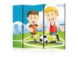 artgeist , Mehrfarbig , Holz, Textil , Kiefer , massiv , Fußball , 225x172x3 cm , Motiv auf Vorder- und Rückseite , Kleinmöbel, Paravents
