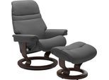 Fußhocker STRESSLESS "Sunrise", grau (grau batick), B:57cm H:39cm T:40cm, Leder BATICK: BATICK ist ein leicht korrigiertes, durchgefärbtes und genarbtes Möbelleder, bei dem die meisten Unebenheiten und Spuren in der Regel entfernt wurden.;Leder PALOMA: PALOMA ist ein durchgefärbtes Semianilin-Möbelleder mit natürlicher Narbung.;ROHLEDER Stoff Q2 FARON: Ein fester zuverlässiger Bouclé mit einem str