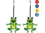 LED Solarleuchte NÄVE "2er Set Solar-Deko-Hängeleuchte "FROSCH", grün, B:5,5cm H:20cm L:12cm, Leuchten, LED Solarleuchte, Inkl. Dämmerungssensor