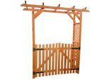 Rosenbogen PROMADINO "Bamberg", braun, B:200cm H:130cm T:51cm, Holzwerkstoff, Rankhilfen, Rosenbogen, mit Türen, BxTxH: 200x51x130 cm