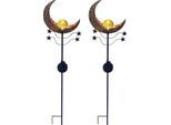 Gartenleuchte LUXFORM "Solar-Erdspieß-Gartenlampe - Mandala - 2 Stück", gelb (bronzefarben, gelb), 2 Stk., Leuchten, Gartenleuchte, Dekoratives Gartenornament