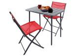 Garten-Essgruppe VCM "3 tlg. Bistroset Balkonset Gartenset Metall Sumila", rot, B:80cm T:55cm, Obermaterial: 80% Textilmaterial TEXMAT. 20% Metall MT., Sitzmöbel-Sets, Garten-Essgruppe
