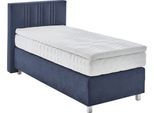 Boxspringbett, blau (navy), B:105cm L:210cm, Bezug: 100% Polyester;Polsterung: 100% Polyester, WESTFALIA SCHLAFKOMFORT, Komplettbetten, Boxspringbett, wahlweise mit Bettkasten und Topper