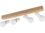 EGLO Deckenspot "TOWNSHEND 3", braun (weiß, holzfarben), 4, Leuchten, Spot, Wohnzimmerlampe, Flur, L63 x B5 cm, 4X60W exkl., Deckenspot