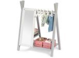 Puppenkleiderschrank MUSTERKIND "Puppen-Garderobe - Viola, grau/weiß", rosa (grau, weiß, altrosa), Puppenmöbel, KinderB:50cm H:65cm T:30cm, Holz, Puppenkleiderschrank, B:50cm H:65cm T:30cm