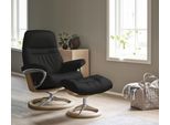 Fußhocker STRESSLESS "Sunrise", schwarz (schwarz batick), B:57cm H:42cm T:40cm, Leder BATICK: BATICK ist ein leicht korrigiertes, durchgefärbtes und genarbtes Möbelleder, bei dem die meisten Unebenheiten und Spuren in der Regel entfernt wurden.;Leder PALOMA: PALOMA ist ein durchgefärbtes Semianilin-Möbelleder mit natürlicher Narbung.;ROHLEDER Stoff Q2 FARON: Ein fester zuverlässiger Bouclé mit ein