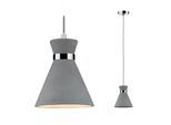 PAULMANN Pendelleuchte "Verve IP44 max. 20W Grau/Chrom 230V Beton/Metall", grau (grau, chromfarben), 1, Ø 20cm, 1 Stk., Leuchten, E27, Pendelleuchte