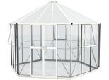 Gewächshaus VITAVIA "Pi 9000, mit Stahlfundamentrahmen", weiß, B:336cm H:283,7cm T:383,3cm, Gewächshäuser, Gewächshaus, Alu-Profile,3 mm Sicherheitsglas, Dach 6 mm Hohlkammerplatten