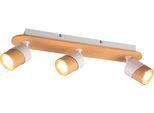 TRIO LEUCHTEN Deckenstrahler "ARUNI, Spot 3-flammig Wandspot Deckenspot exkl 3x GU10 max 10W", braun (holzfarben weiß), 3, H: 15cm, 1 Stk., Leuchten, Deckenstrahler mit Materialmix Holz / Metall für Küche Flur Wohnzimmer, Deckenstrahler