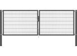 Zaundoppeltür ALBERTS "Flexo Plus", grau (anthrazit), B:400cm H:140cm, Stahl, Tore, Zaundoppeltür, anthrazit, verschiedene Abmessungen