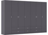 Drehtürenschrank RAUCH "Kleiderschrank Garderobe GAMMA Breiten 91/136/181/226/271/315/360 cm", graumetallic, griffe alu, B:315cm H:210cm T:54cm, Holzwerkstoff, Schränke, Drehtürenschrank, mit Schubladen, verschiedene Griff-Varianten TOPSELLER MADE IN GERMANY